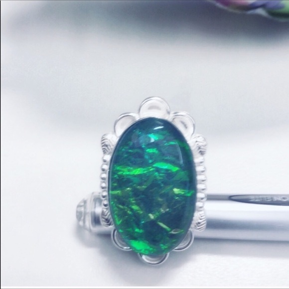 Sz 6 Aquamarine Silver Triplett Silver Ring - Picture 2 of 5